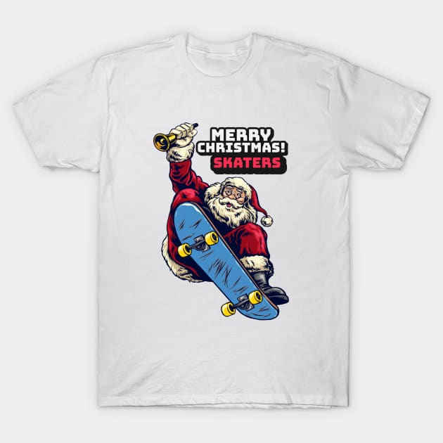 Merry Christmas Skaters Santa Claus T-Shirt by MONMON-75